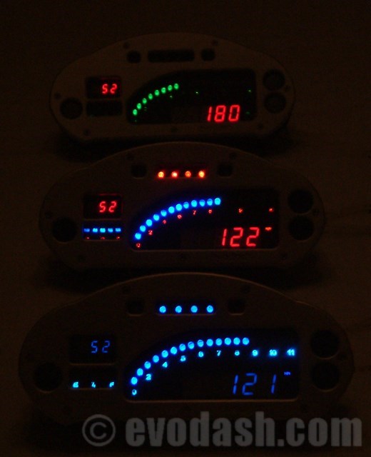 Three different LED colour schemes available